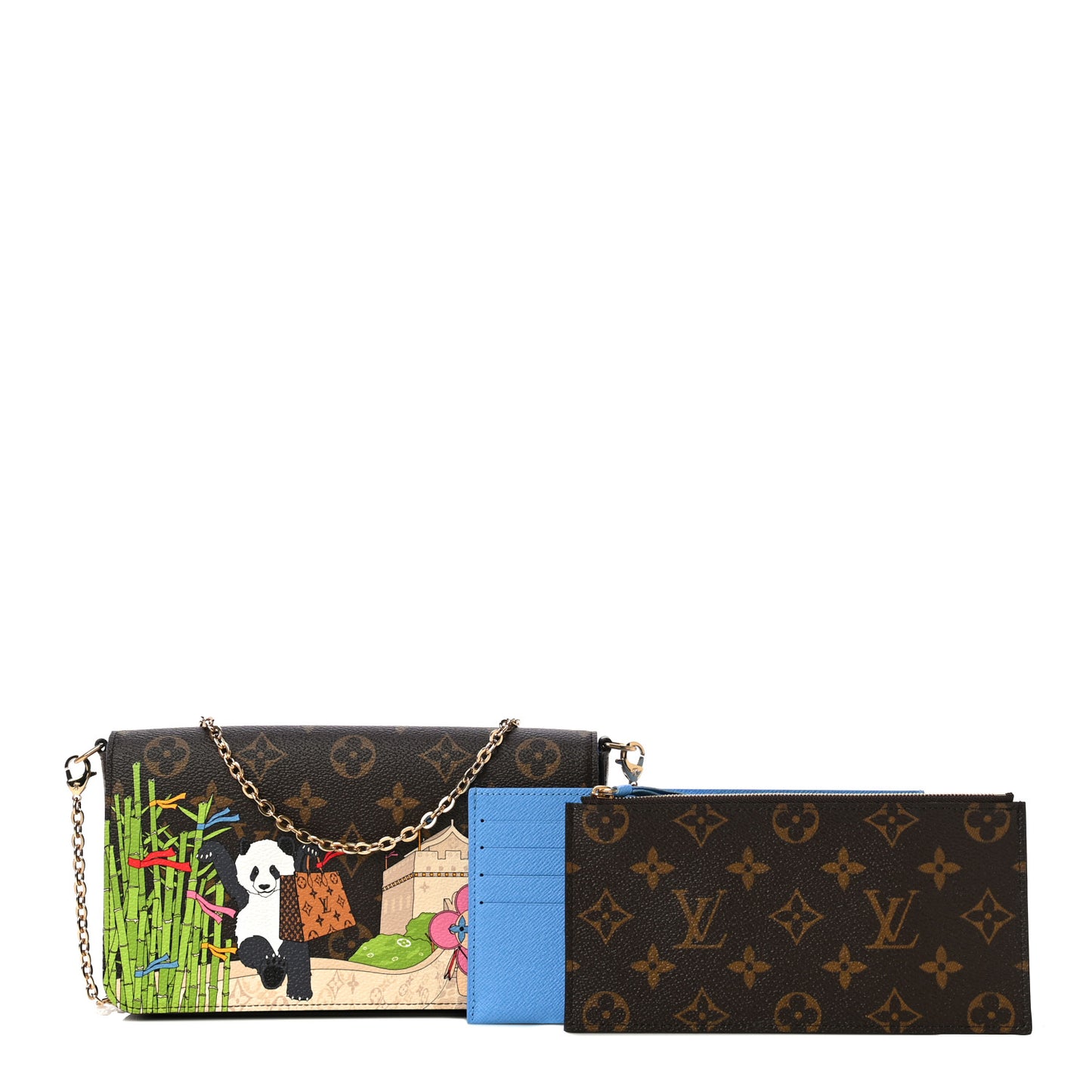 Monogram 2021 Christmas Animation China Wall Pochette Felicie Chain Wallet Myosotis Blue
