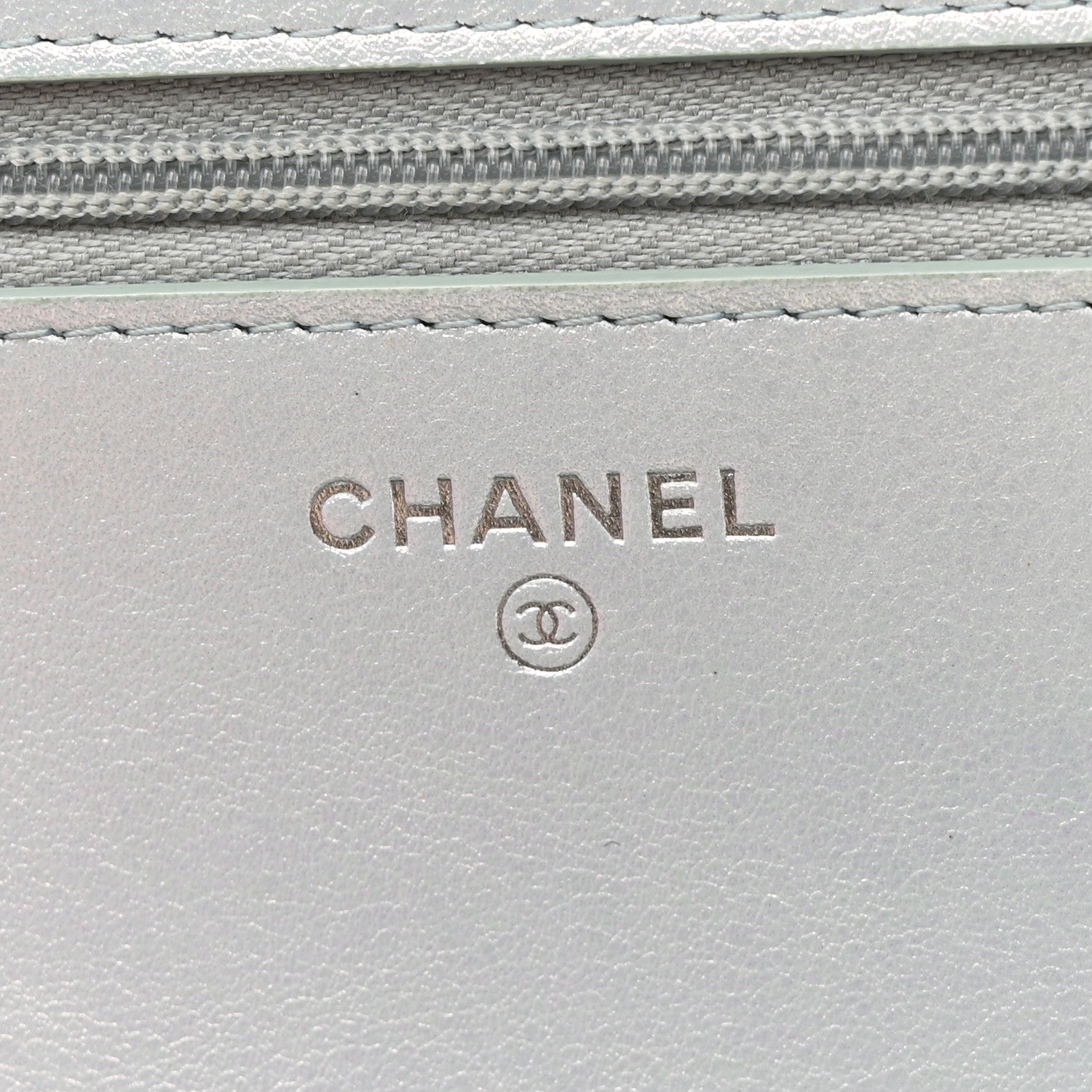 Chanel Iridescent Calfskin Quilted Wallet On Chain WOC Light Blue 6 of 12