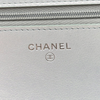Chanel Iridescent Calfskin Quilted Wallet On Chain WOC Light Blue 6 of 12