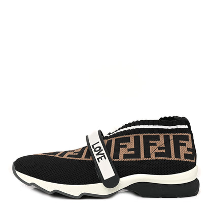 Fendi Stretch Yarn FF Stiff Band Rockoko Sneakers 40 Black White Tobacco 1 of 7