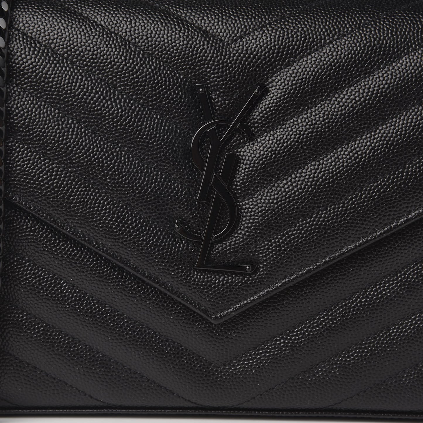 Grain De Poudre Matelasse Chevron Monogram Chain Wallet Black