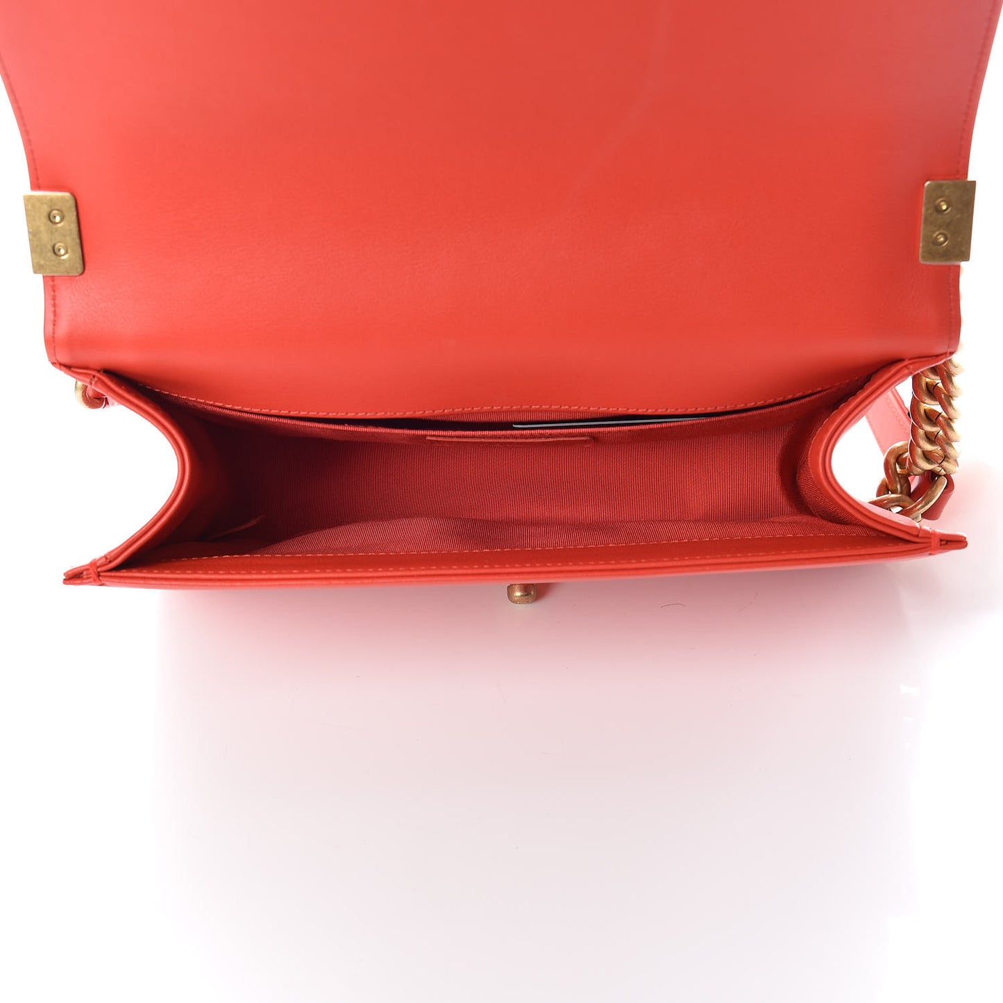 Calfskin Chevron Quilted Medium Boy Flap Red