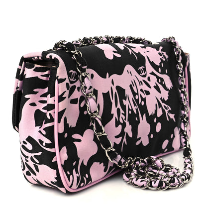 Chanel Printed Fabric East West Flap Black Pink 3 of 13