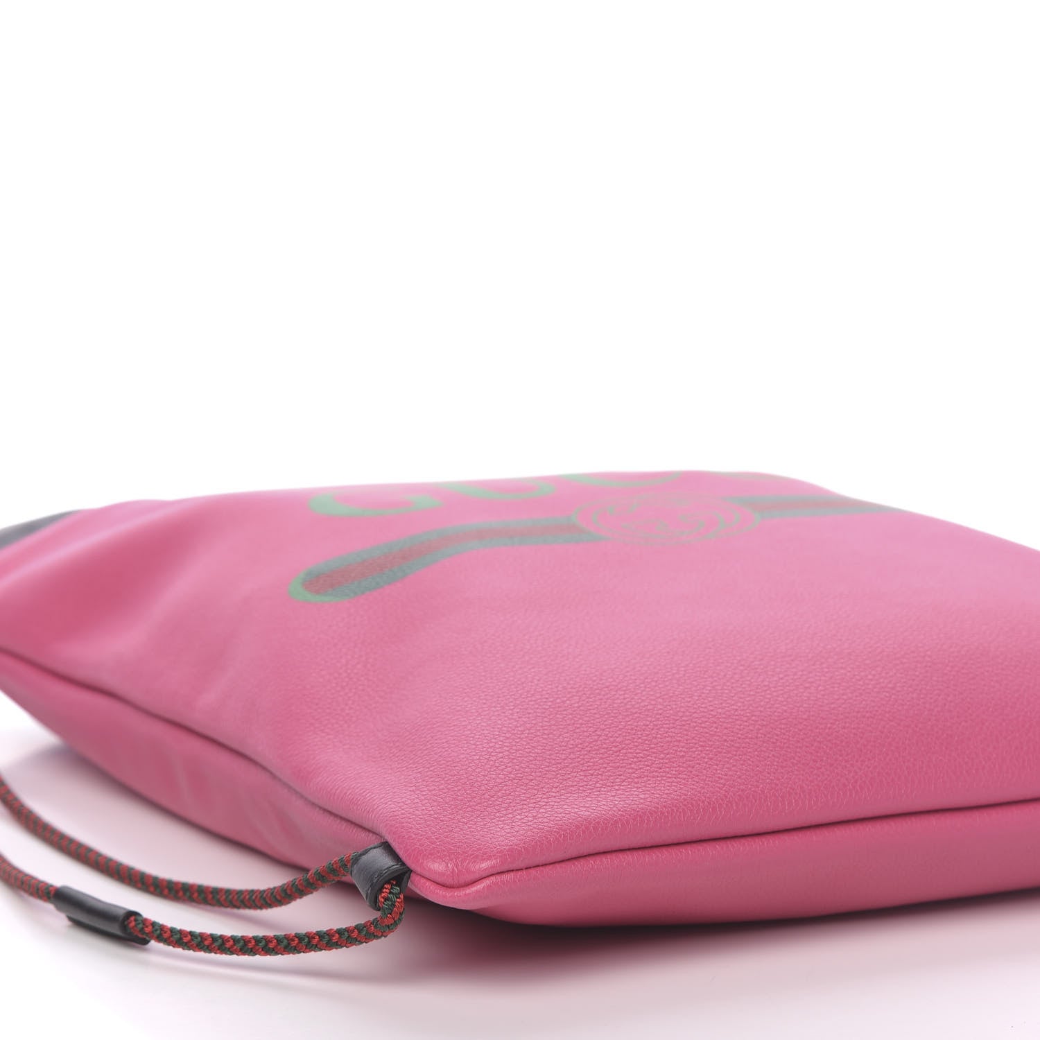 Gucci Grained Calfskin Logo Drawstring Backpack Box Pink Green Black 9 of 10