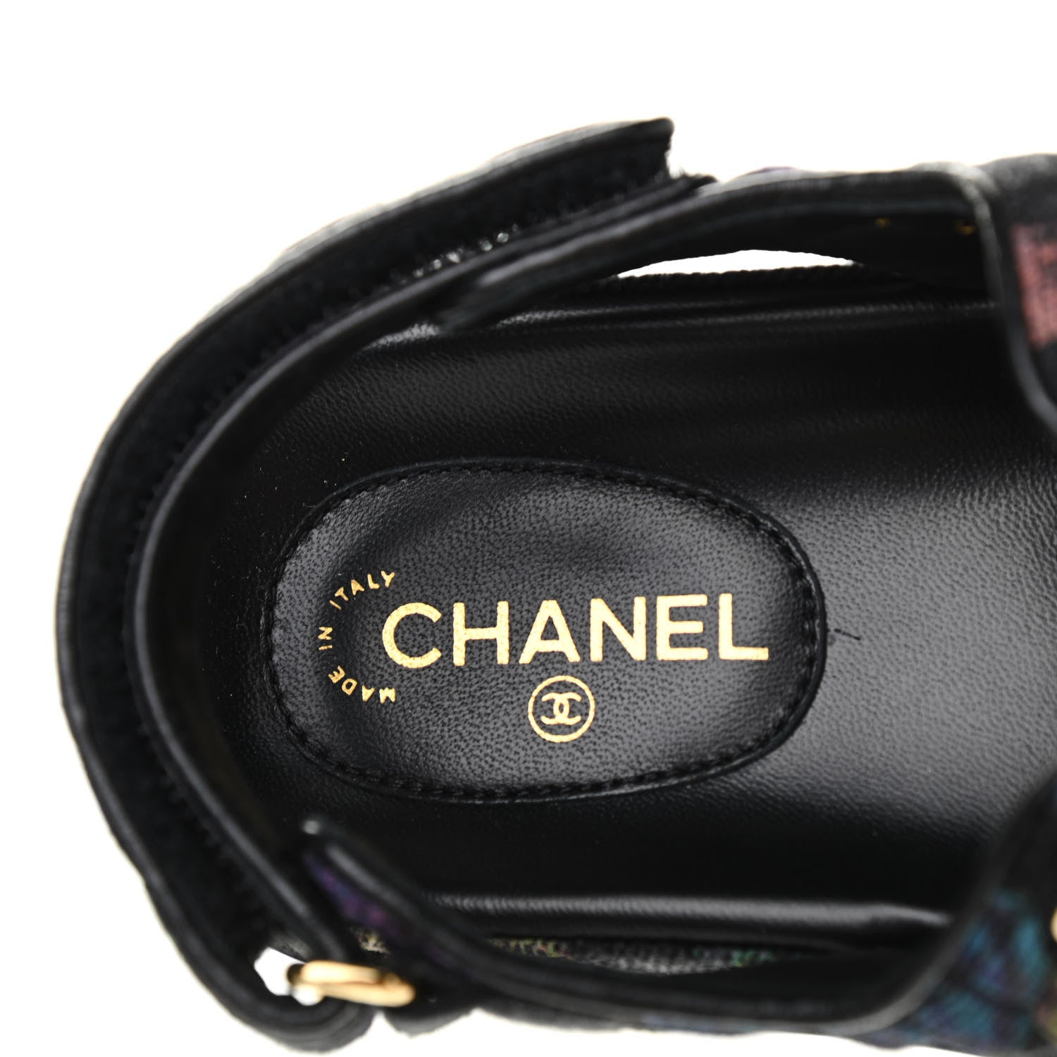 Chanel Denim Quilted Dad Sandals 35.5 Black Multicolor 6 of 8