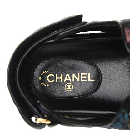 Chanel Denim Quilted Dad Sandals 35.5 Black Multicolor 6 of 8