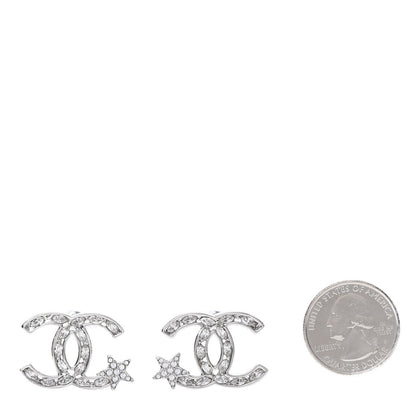 Chanel Crystal CC Starfall Earrings Silver 2 of 5