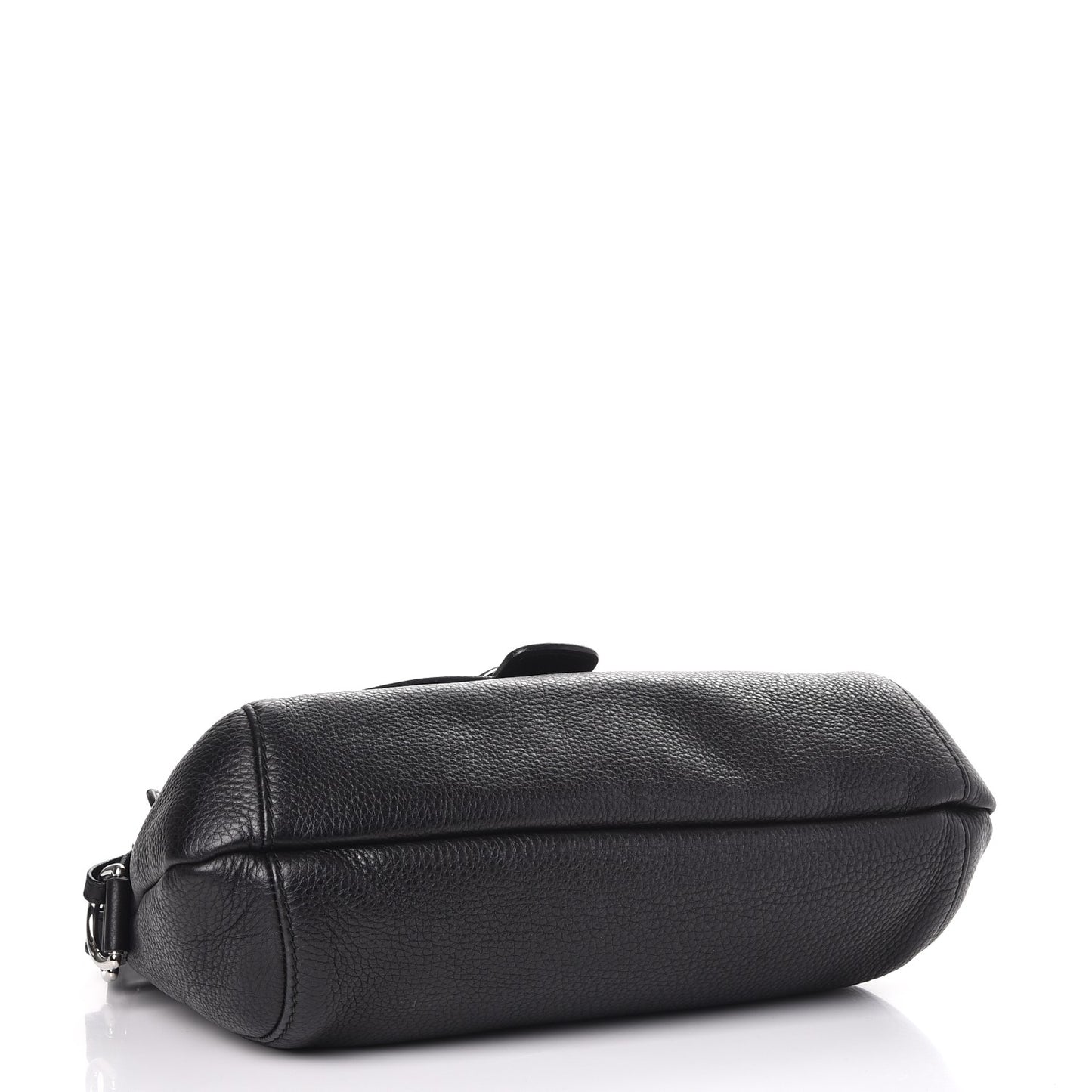 Pebbled Calfskin Medium Techno Horsebit Shoulder Flap Bag Black