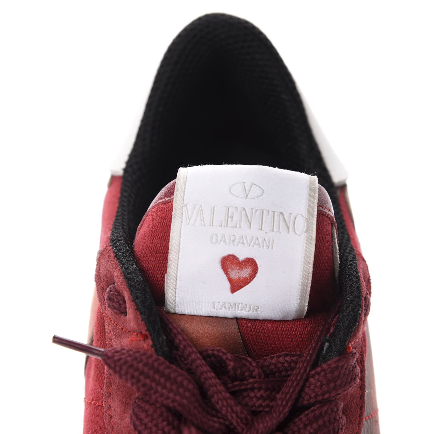 Valentino Garavani Fabric Suede L'Amour Womens Rockrunner Sneakers 37.5 Red 7 of 10
