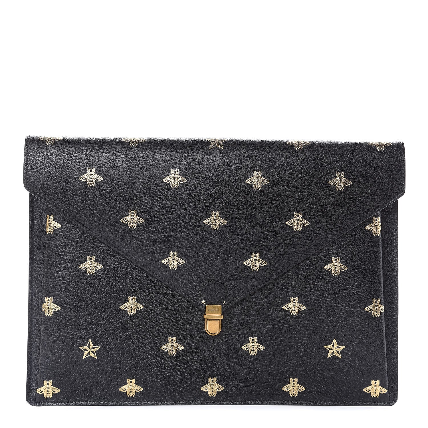 Gucci Grained Calfskin Bee Star Portfolio Black 1 of 8