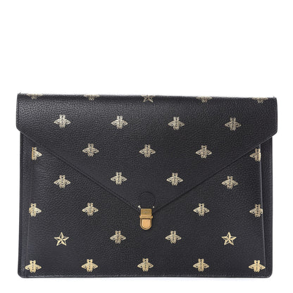 Gucci Grained Calfskin Bee Star Portfolio Black 1 of 8