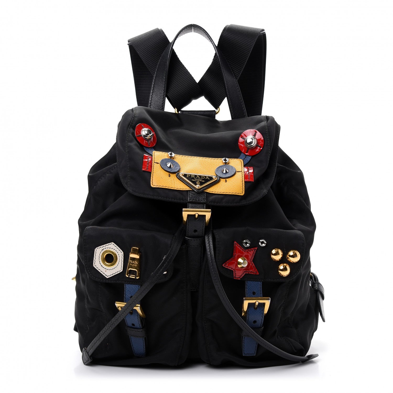 Prada Tessuto Nylon Saffiano Robot Backpack Black Mimosa 1 of 7