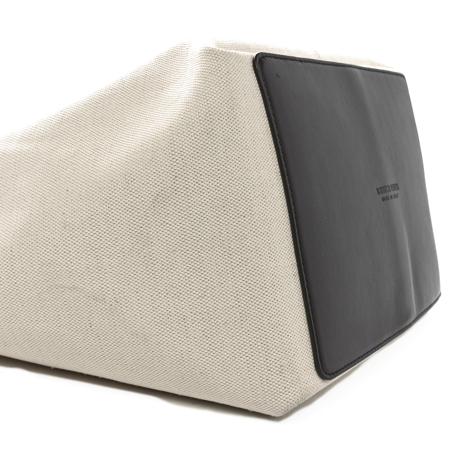 Canvas Mix Nappa Intrecciato Medium Flip Flap Tote Natural Fondant
