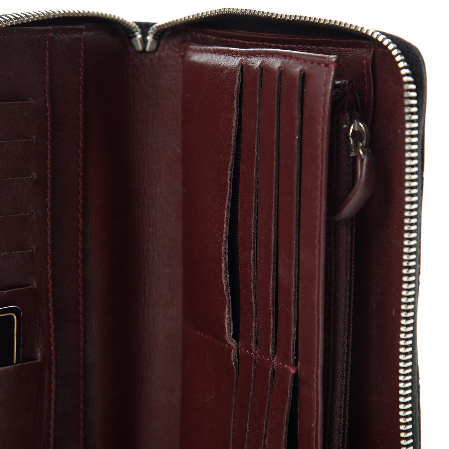 Lambskin Quilted Large Zip Around Organizer Wallet Black