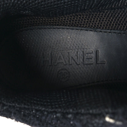 Chanel Tweed Suede Goatskin CC Sneakers 40 Black White 7 of 8