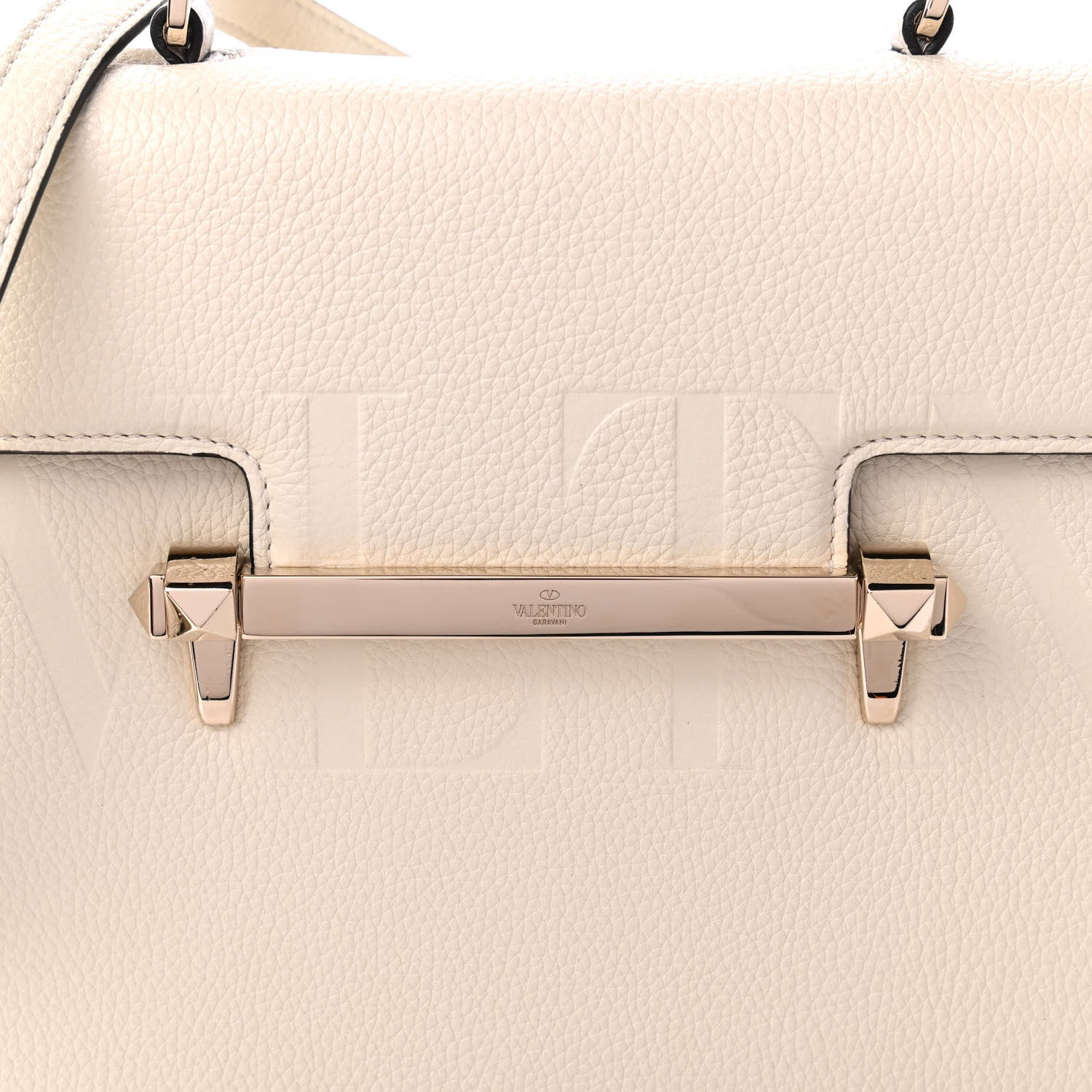 Valentino Garavani Grainy Calfskin Embossed VLTN Uptown Top Handle Bag Ivory 9 of 9