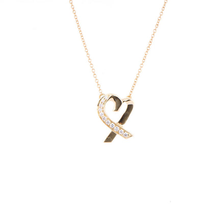 Tiffany 18K Yellow Gold Diamond Small Paloma Picasso Loving Heart Pendant Necklace 3 of 5