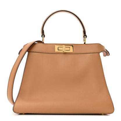 Fendi Vitello Seta Shiny Nappa Medium Peekaboo I SEE U Satchel Miele Scuro Light Rose 1 of 10