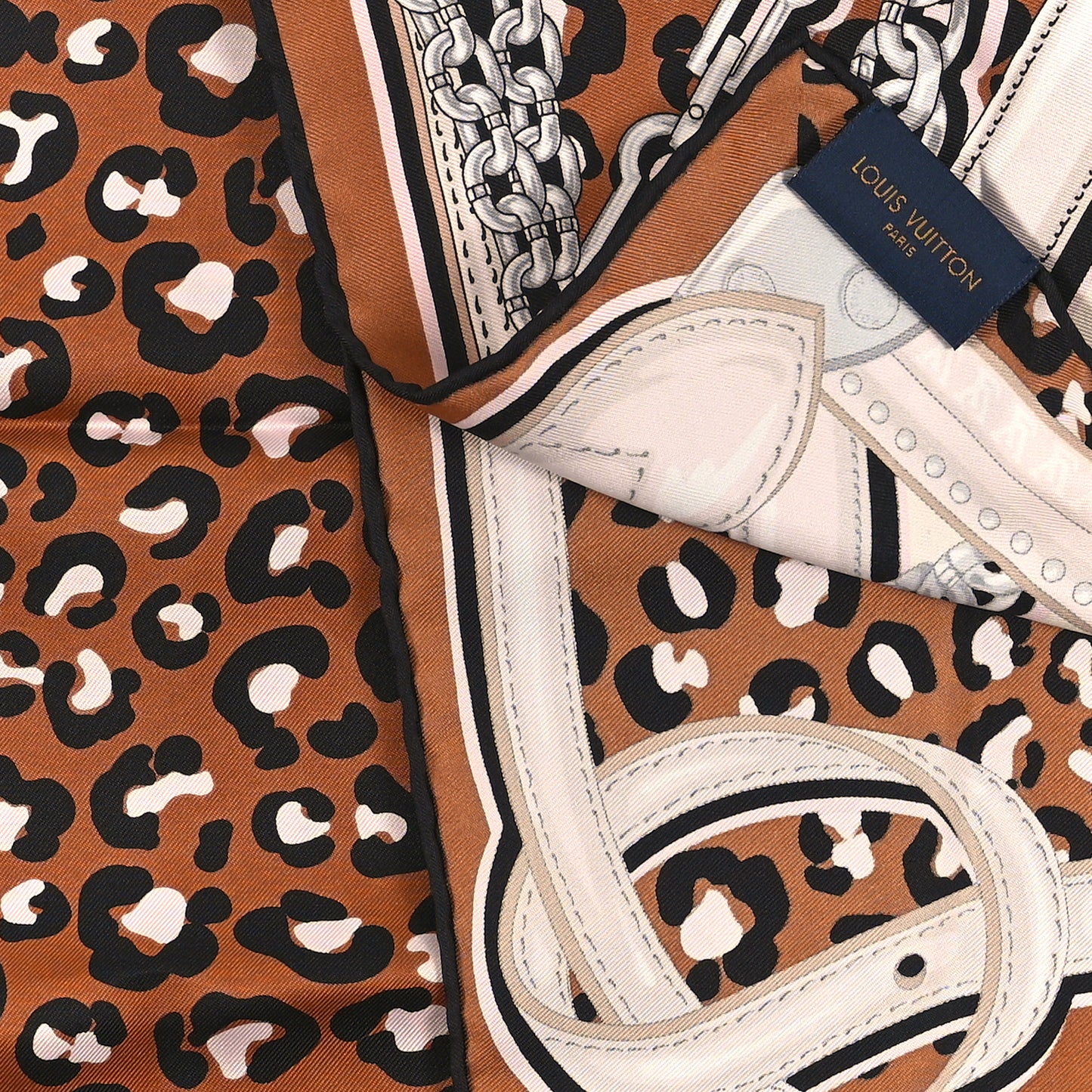 Silk Monogram Wild at Heart Square Scarf Creme