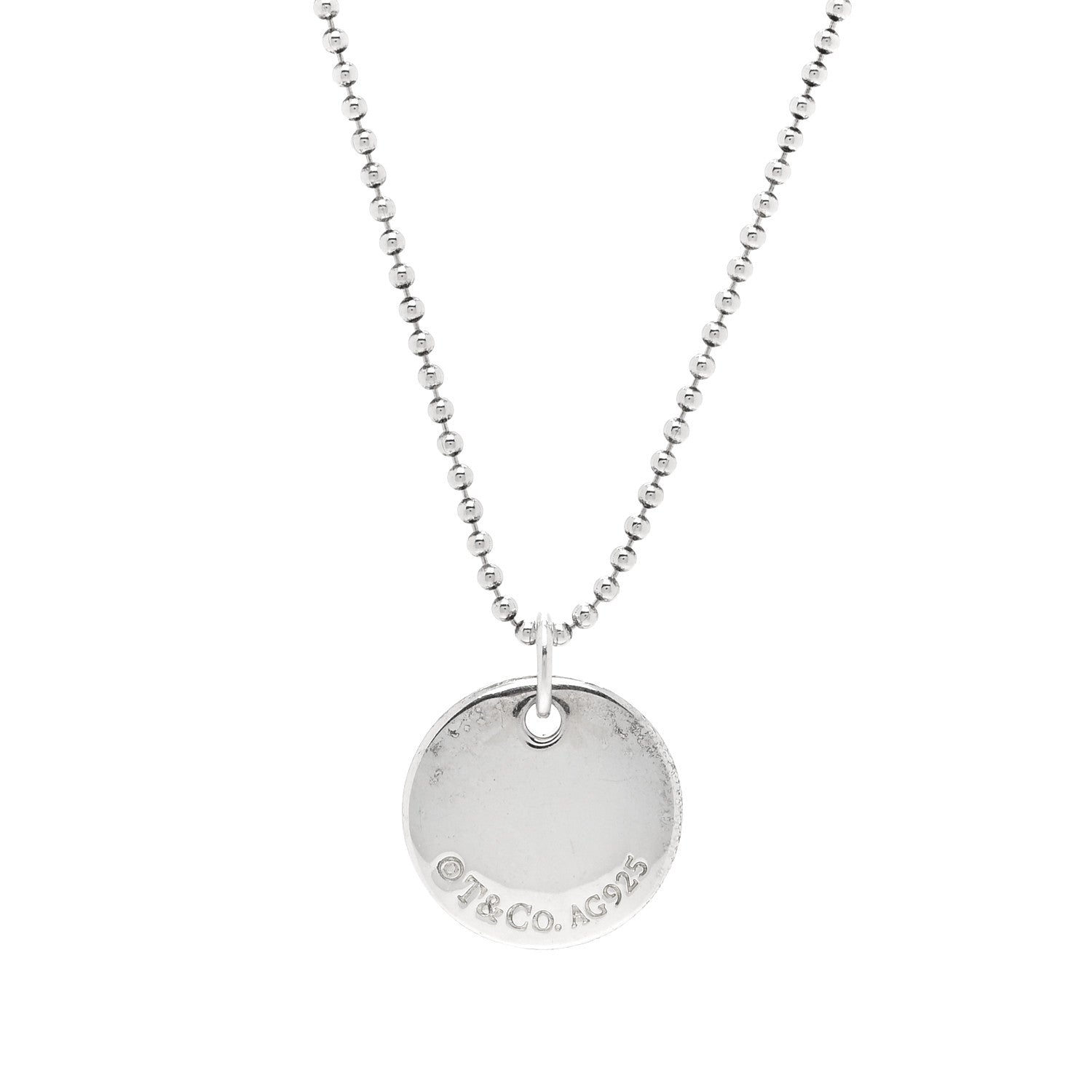 Tiffany Sterling Silver Letter J Disc Pendant Necklace 5 of 6
