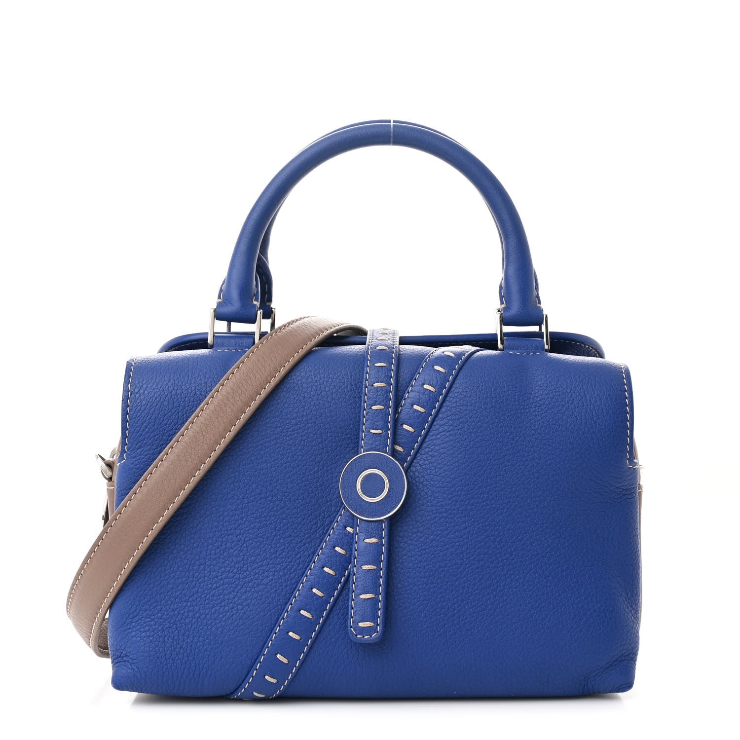 Loro Piana Grained Calfskin Bridle P Shoulder Bag Blue Warm Mastic 1 of 10