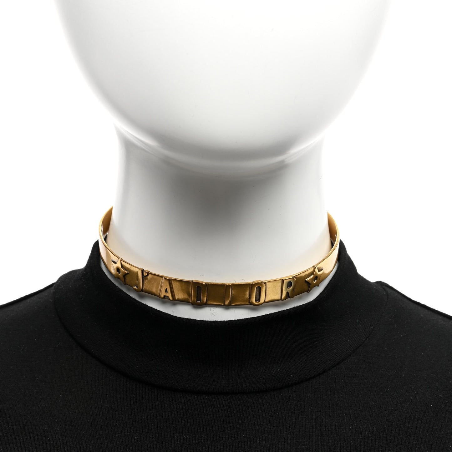 Metal J'Adior Logo Choker Necklace Antique Gold