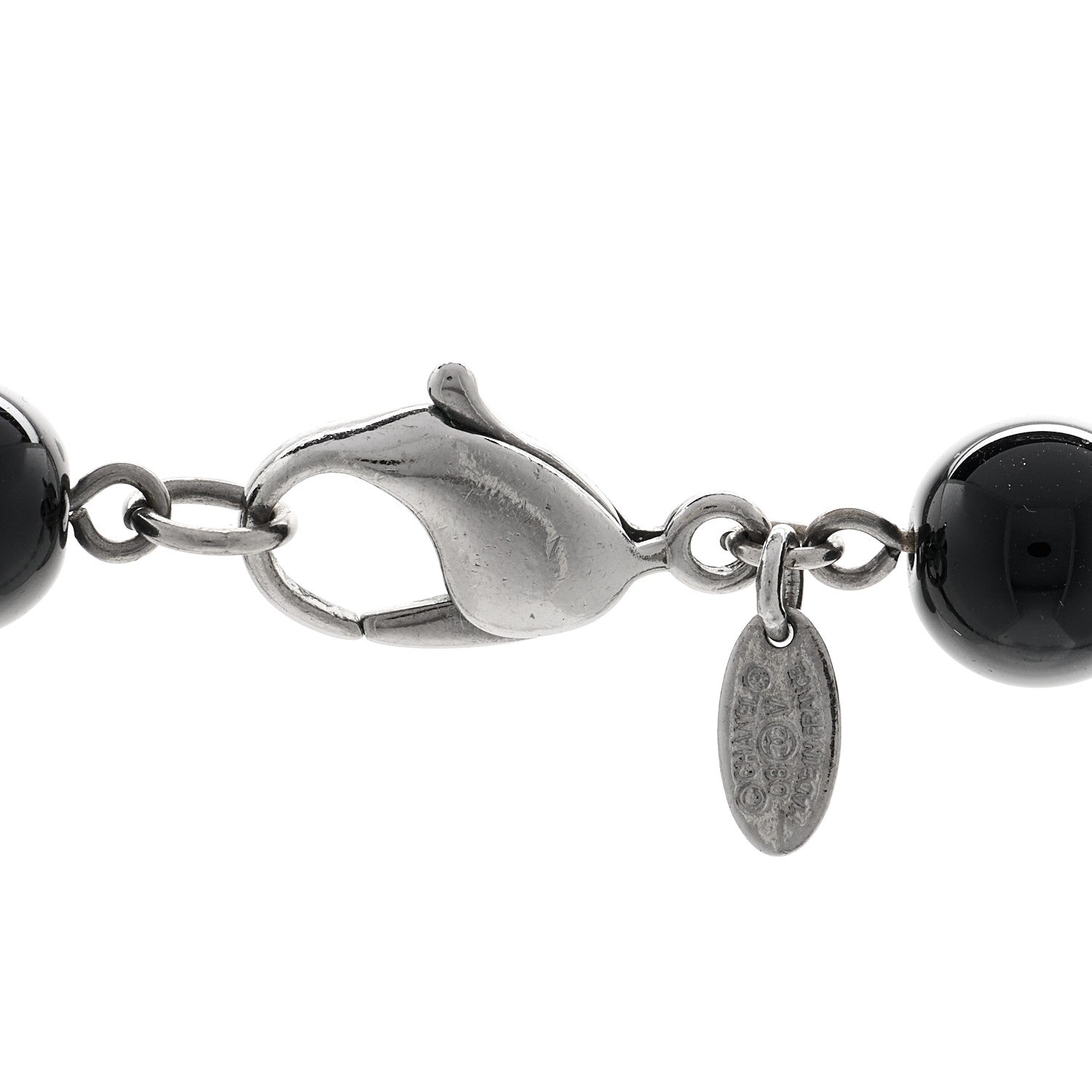 Chanel Ruthenium Pearl Beaded CC Long Necklace Black 5 of 5