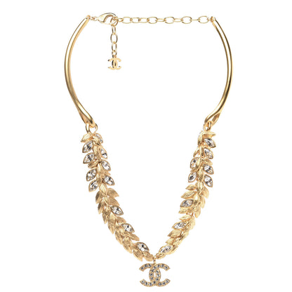 Chanel Crystal Sparkling Wheat CC Necklace Gold 3 of 5