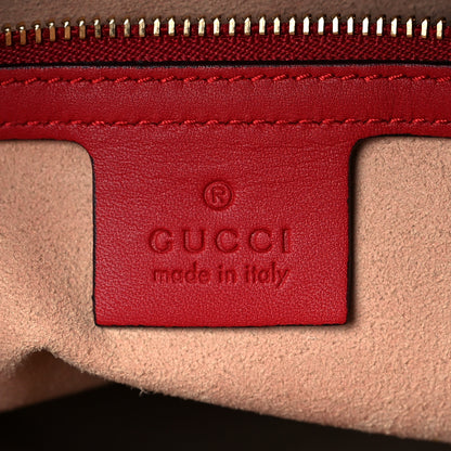 Gucci GG Supreme Monogram Blooms Medium Zippered Bucket Tote Beige Blue Navy Hibiscus Red 6 of 14