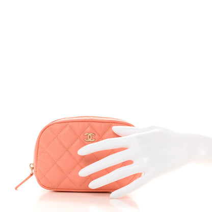 Chanel Caviar Quilted Small Curvy Pouch Cosmetic Case Light Orange 2 of 8