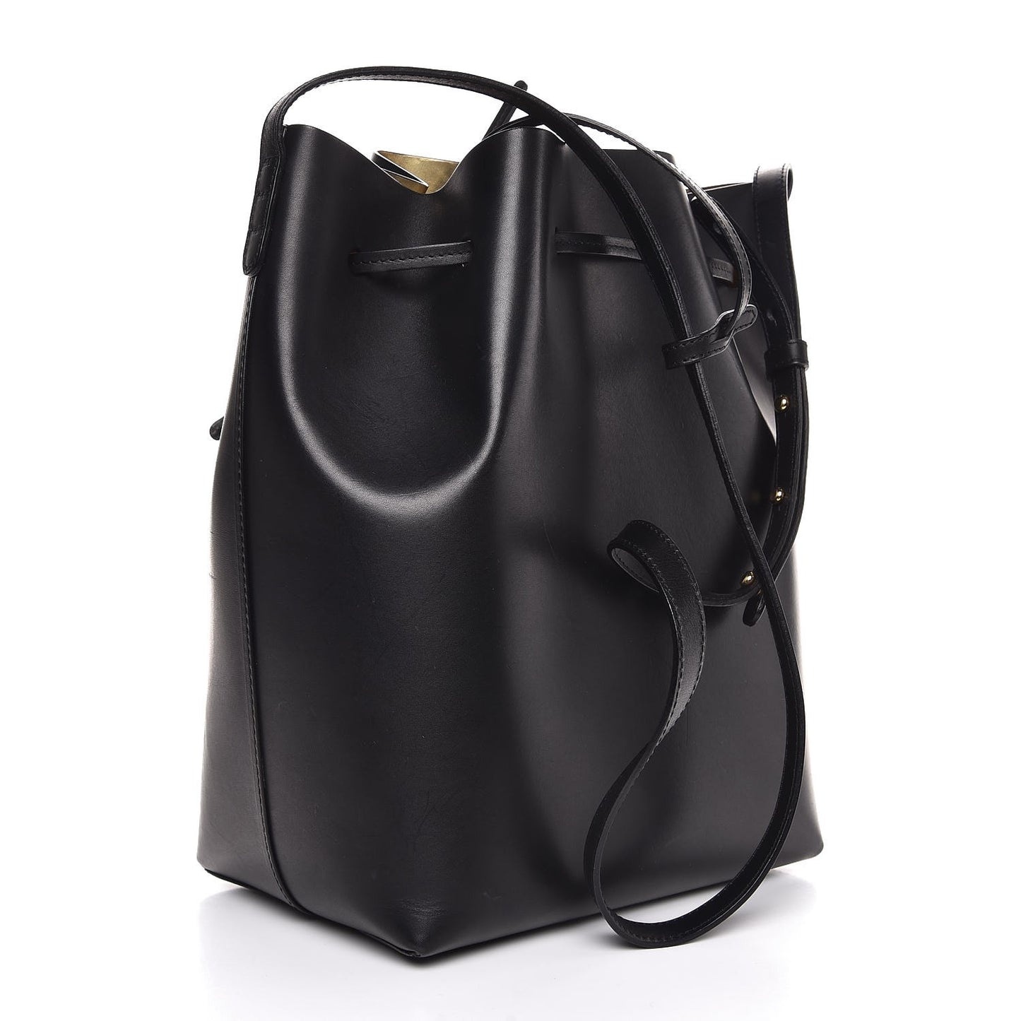 Vegetable Tanned Calfskin Bucket Bag Black Oro
