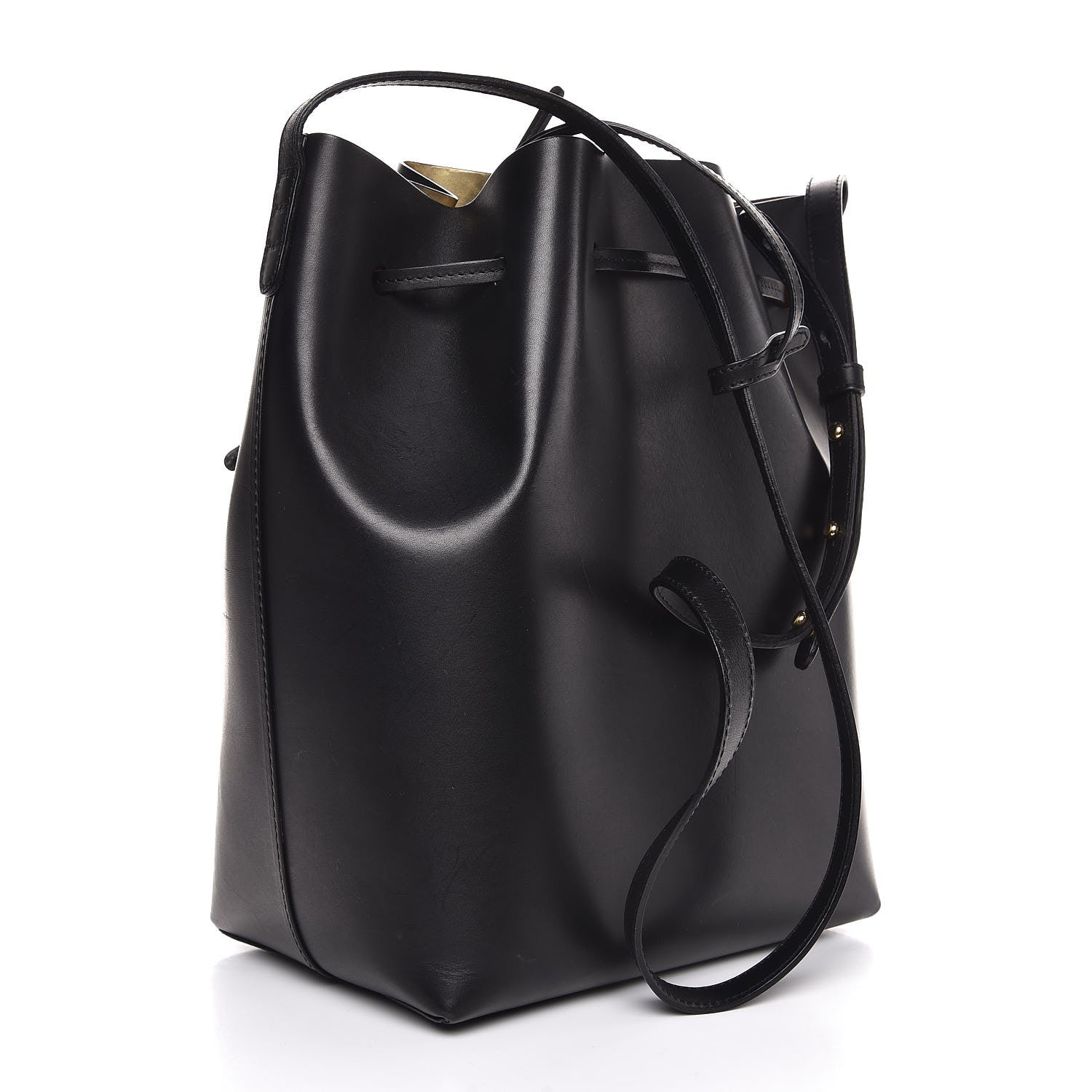 Mansur Gavriel Vegetable Tanned Calfskin Bucket Bag Black Oro 3 of 8