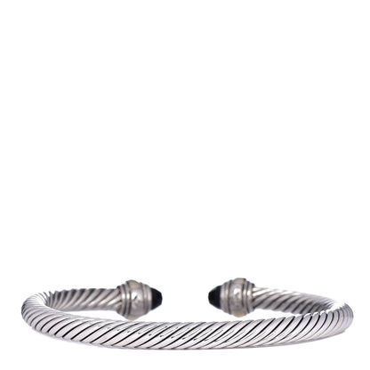 David Yurman Sterling Silver 14K Yellow Gold Black Onyx 5mm Cable Classics Bracelet 3 of 5