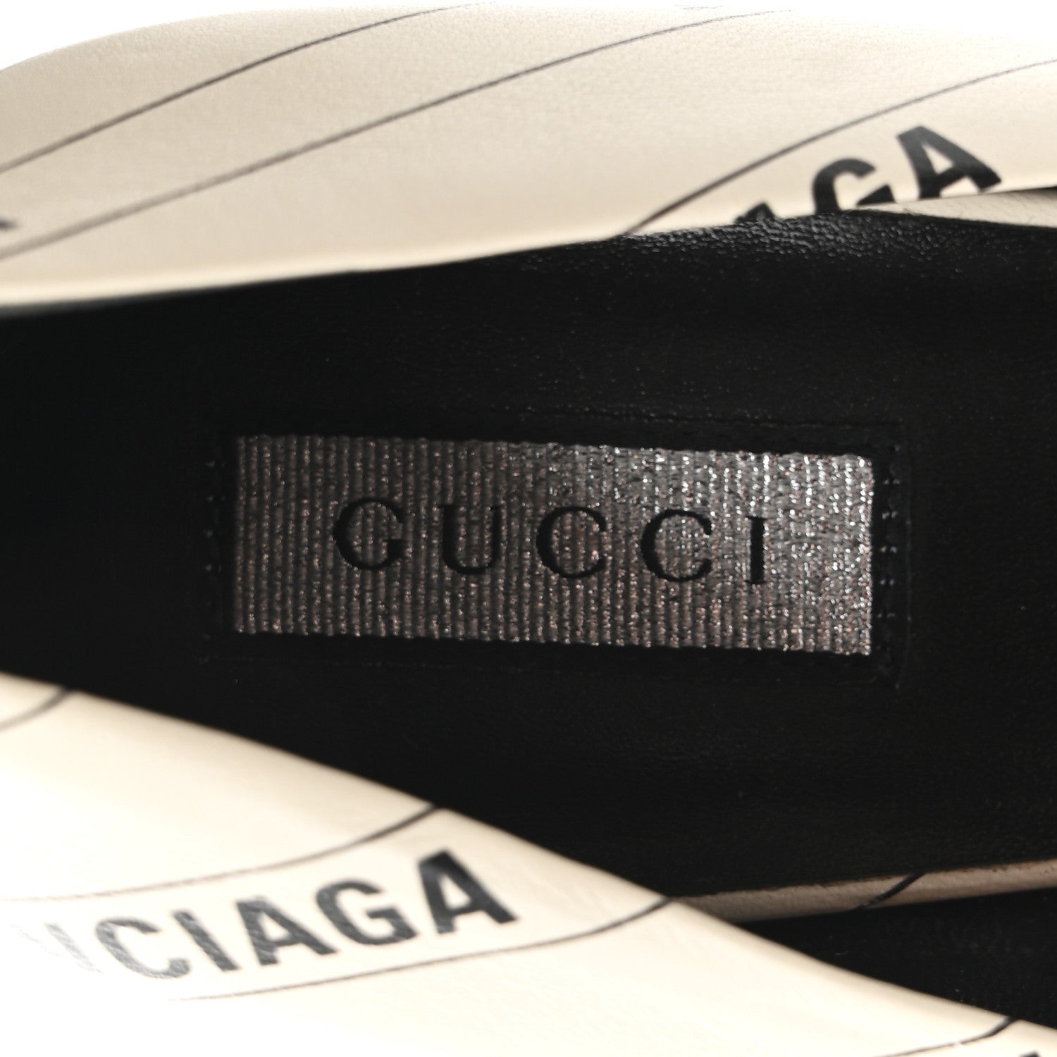 Gucci X BALENCIAGA Nappa Charlotte Allover Logo GG Pumps 38.5 Mystic White Black 8 of 9