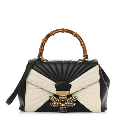 Gucci Calfskin Bamboo Trapuntata Queen Margaret Top Handle Bag Mystic White Black 1 of 11