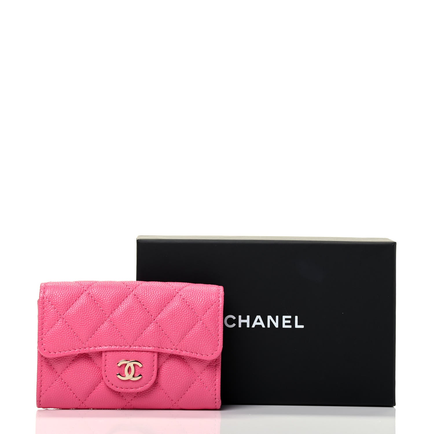 Chanel Caviar Quilted Flap Card Holder Wallet Pink 9 of 9