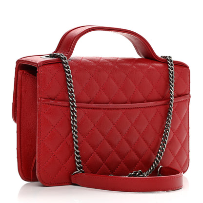 Chanel Goatskin Quilted Small CC University Top Handle Flap Red 3 of 13