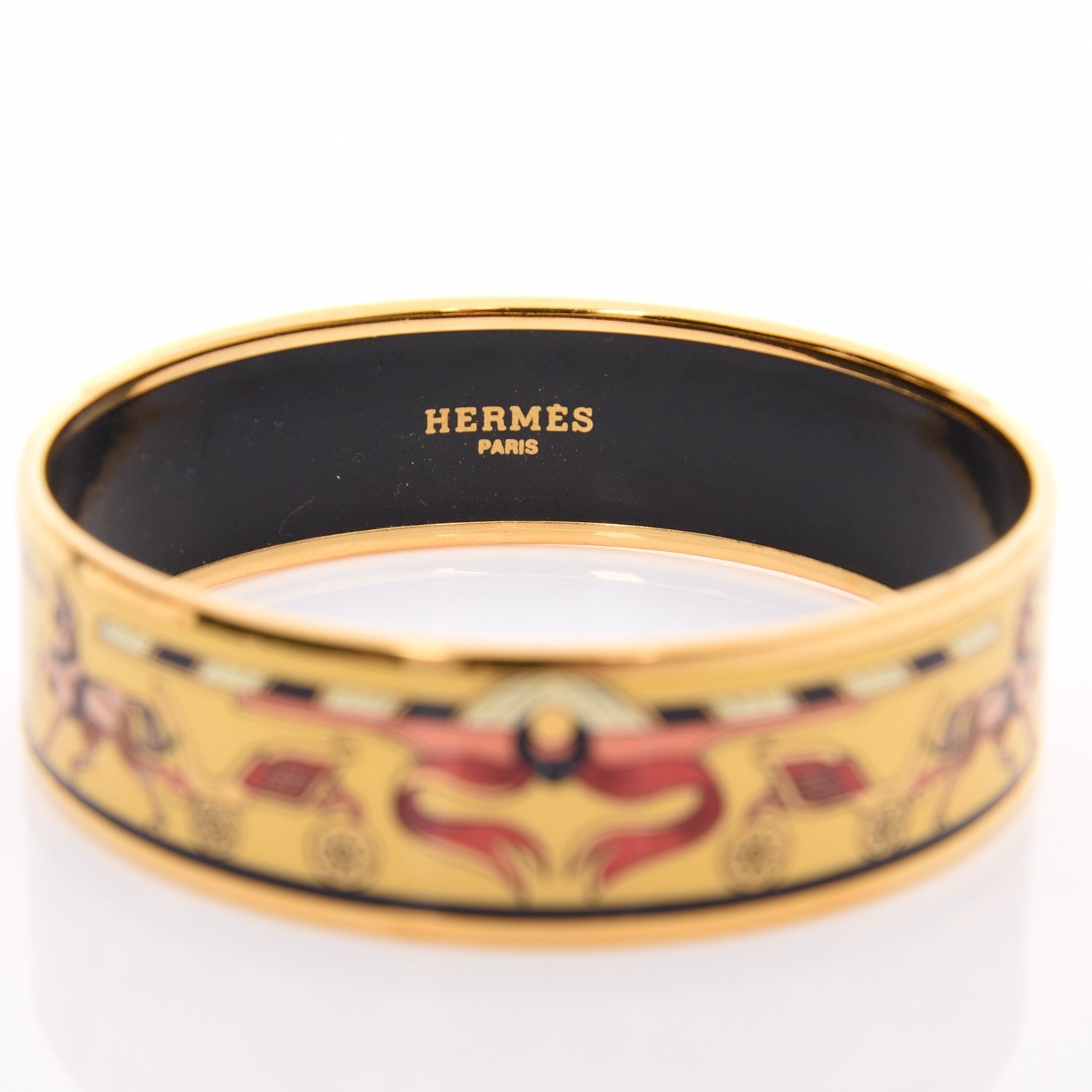 Hermes Enamel Printed Wide Chariots Bracelet 70 3 of 4