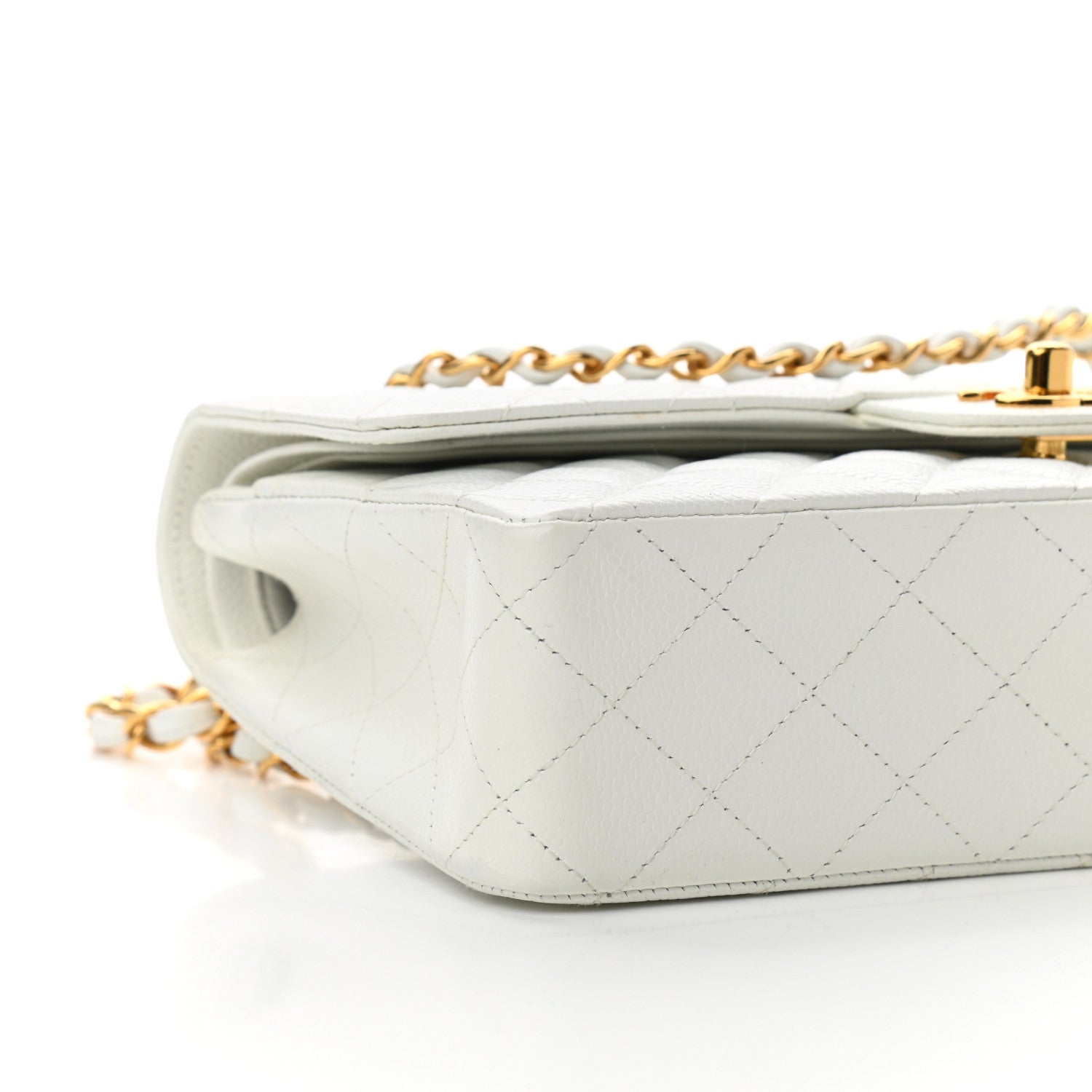 Chanel Caviar Quilted Medium Double Flap White 10 of 11
