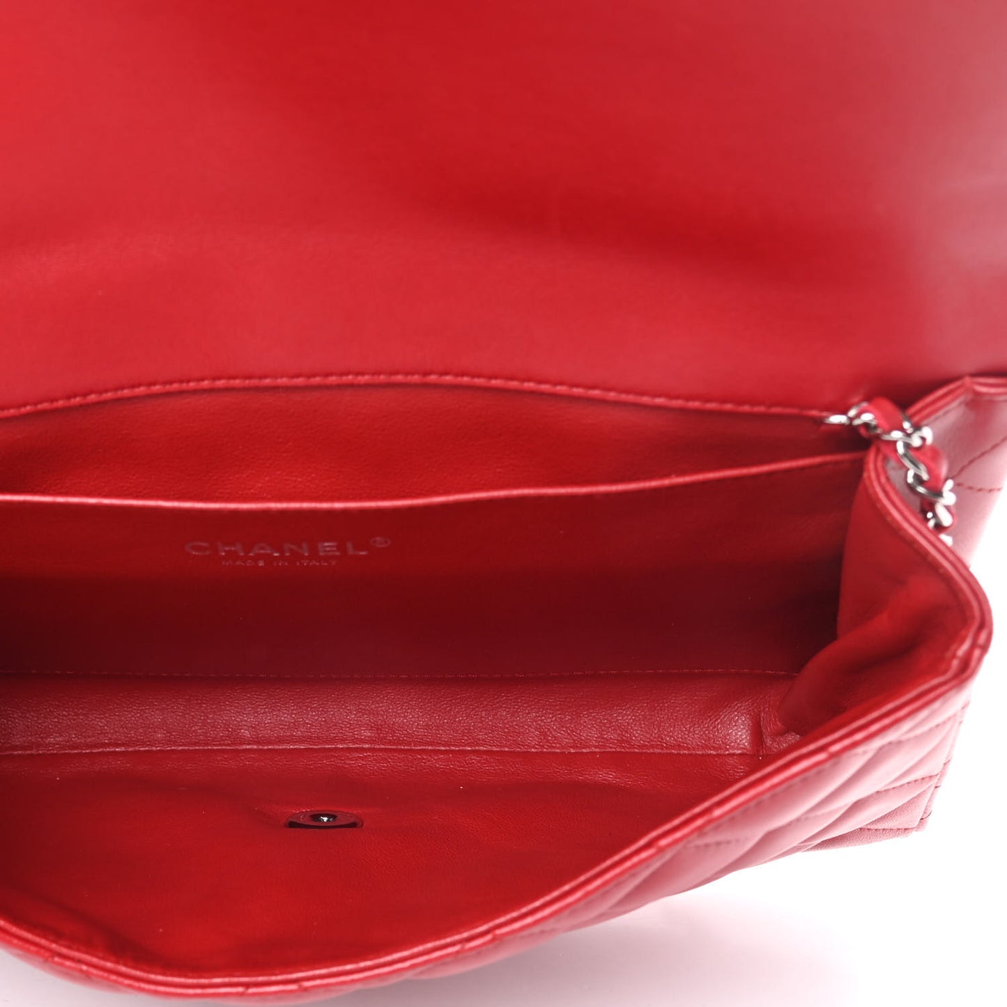 Lambskin Quilted Clutch With Chain Flap Red