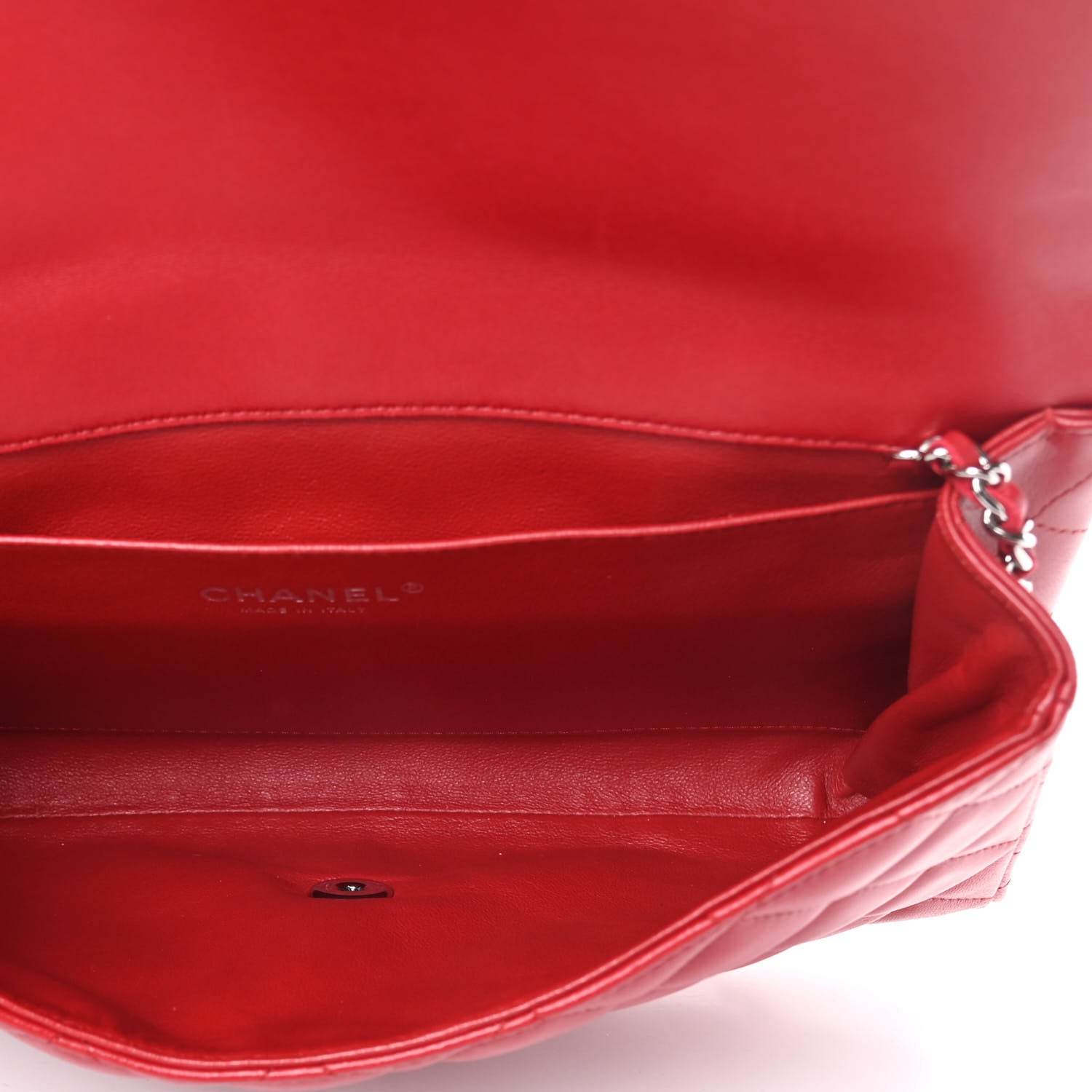 Chanel Lambskin Quilted Clutch With Chain Flap Red 5 of 13