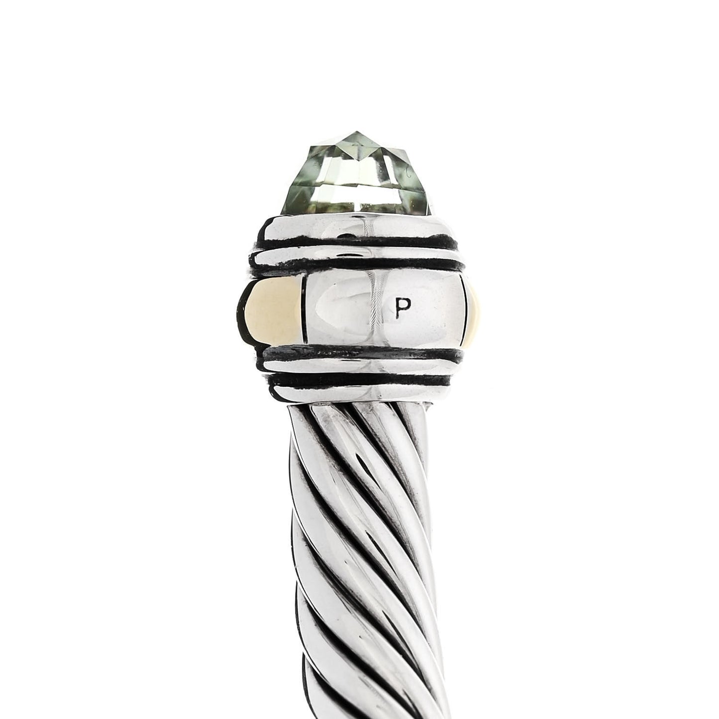 Sterling Silver 14K Yellow Gold Prasiolite 7mm Cable Classics Bracelet