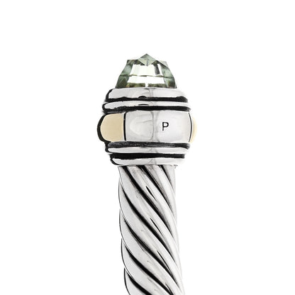 David Yurman Sterling Silver 14K Yellow Gold Prasiolite 7mm Cable Classics Bracelet 4 of 5
