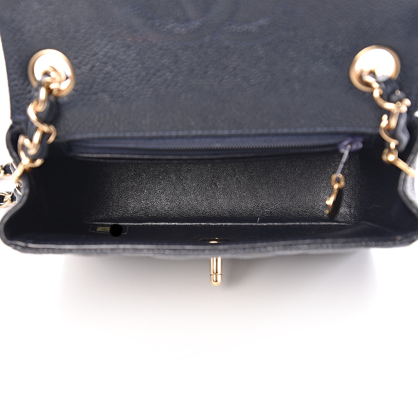 Caviar Quilted Mini Square Flap Navy