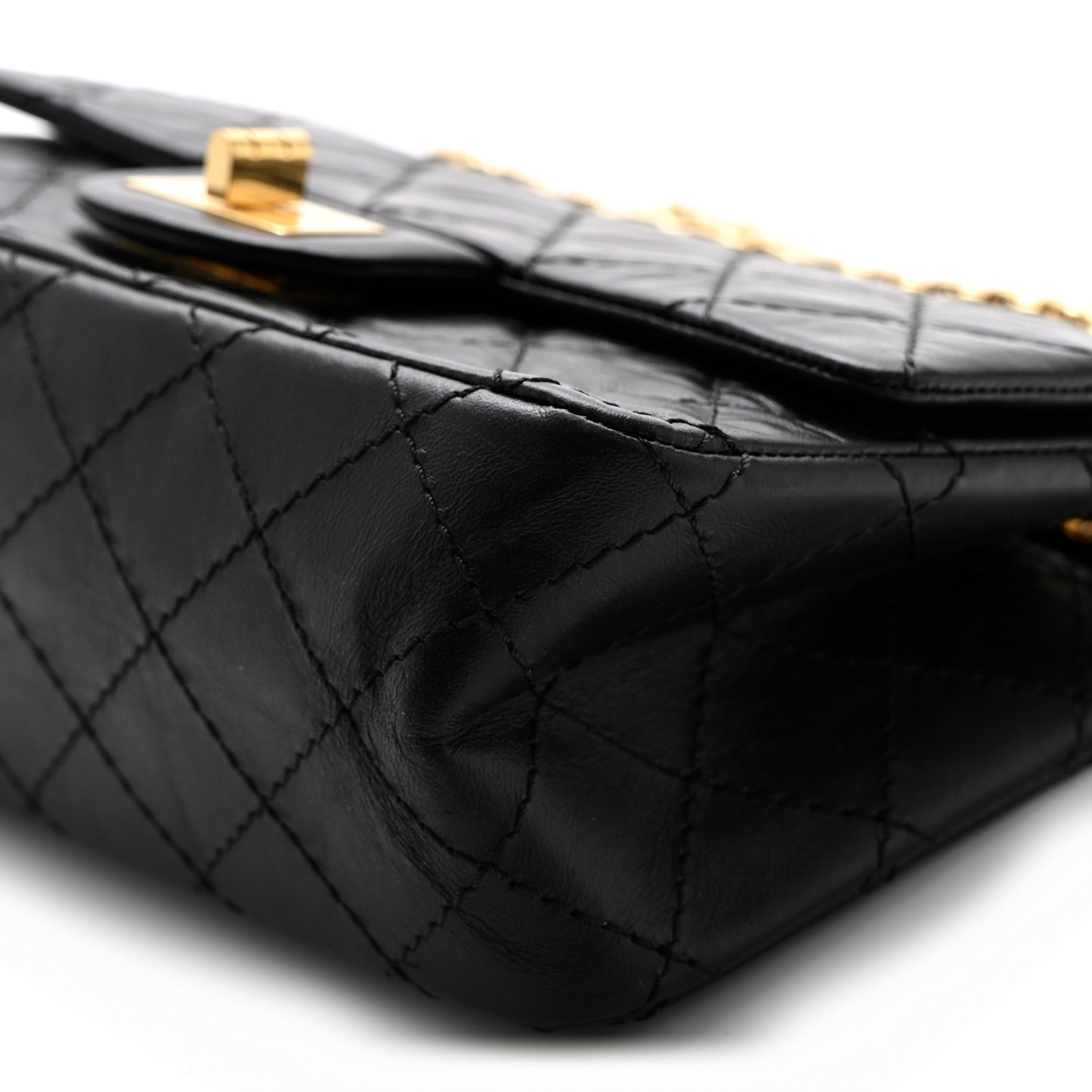 Aged Calfskin Quilted 2.55 Reissue Mini Flap Black