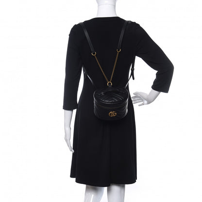 Gucci Calfskin Matelasse Mini GG Marmont Round Backpack Black 2 of 11