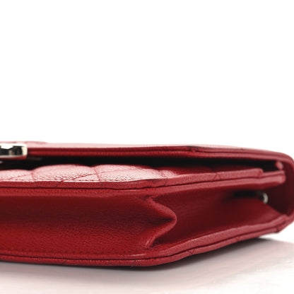Chanel Grained Calfskin Quilted CC Box Wallet On Chain WOC Red 11 of 14