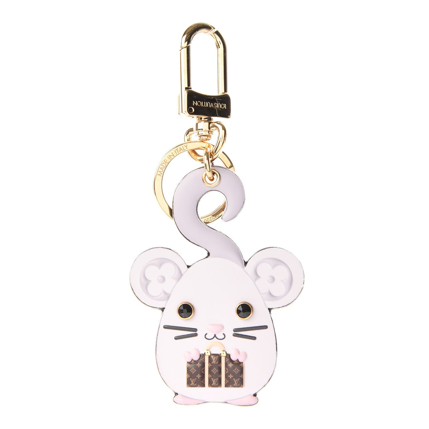 Louis Vuitton Calfskin Monogram Vuittonite Rat Bag Charm Key Holder 1 of 3