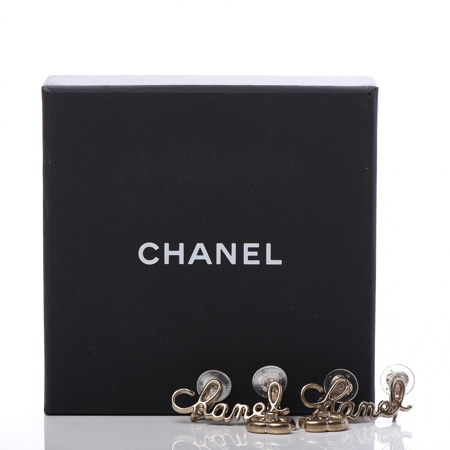 Metal CC Turnlock Climber Clip On Earrings Gold