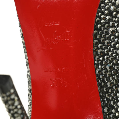 Christian Louboutin Suede Crystal Sexy Strass Peep Toe Pumps 37.5 Black Diamond 7 of 7